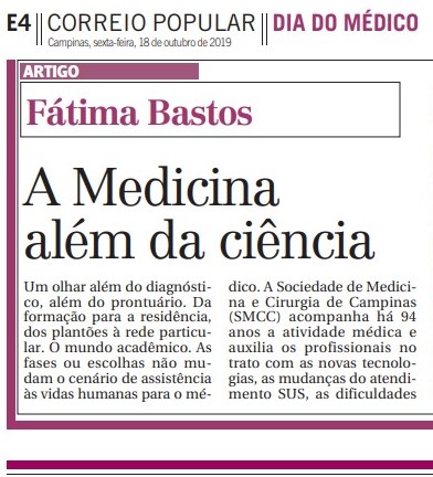 Caderno Especial do Dia do Médico do Jornal Correio Popular tem artigo da SMCC
