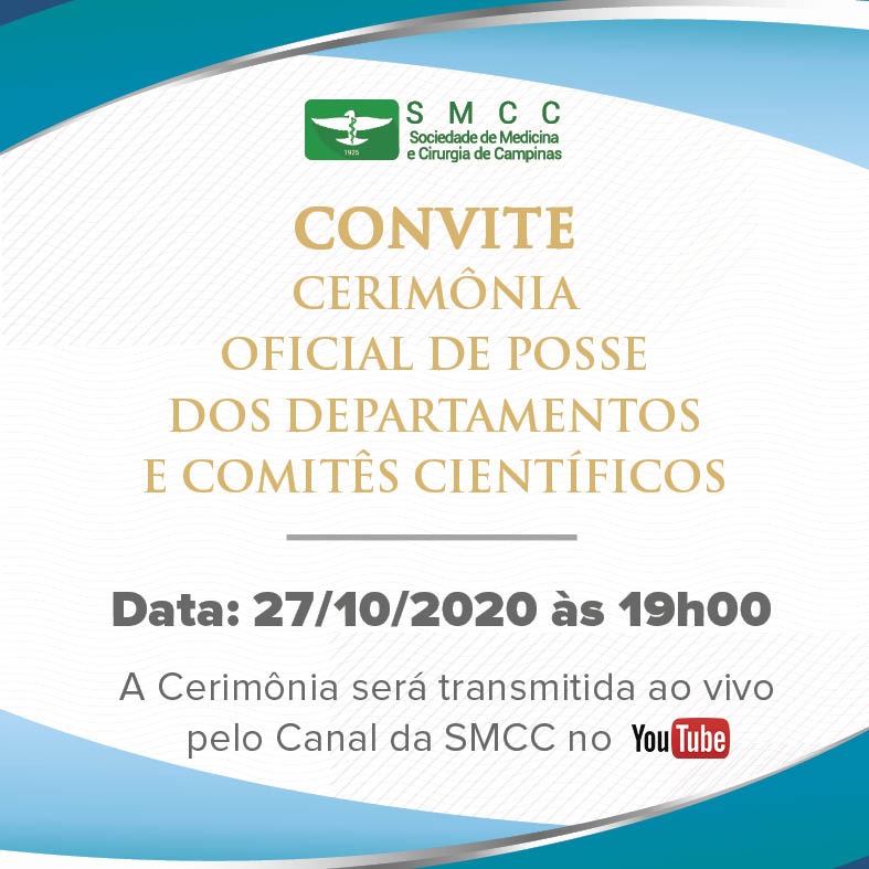 Acontece nesta terça-feira (27/10) a Cerimônia de Posse dos Departamentos e Comitês Científicos da SMCC