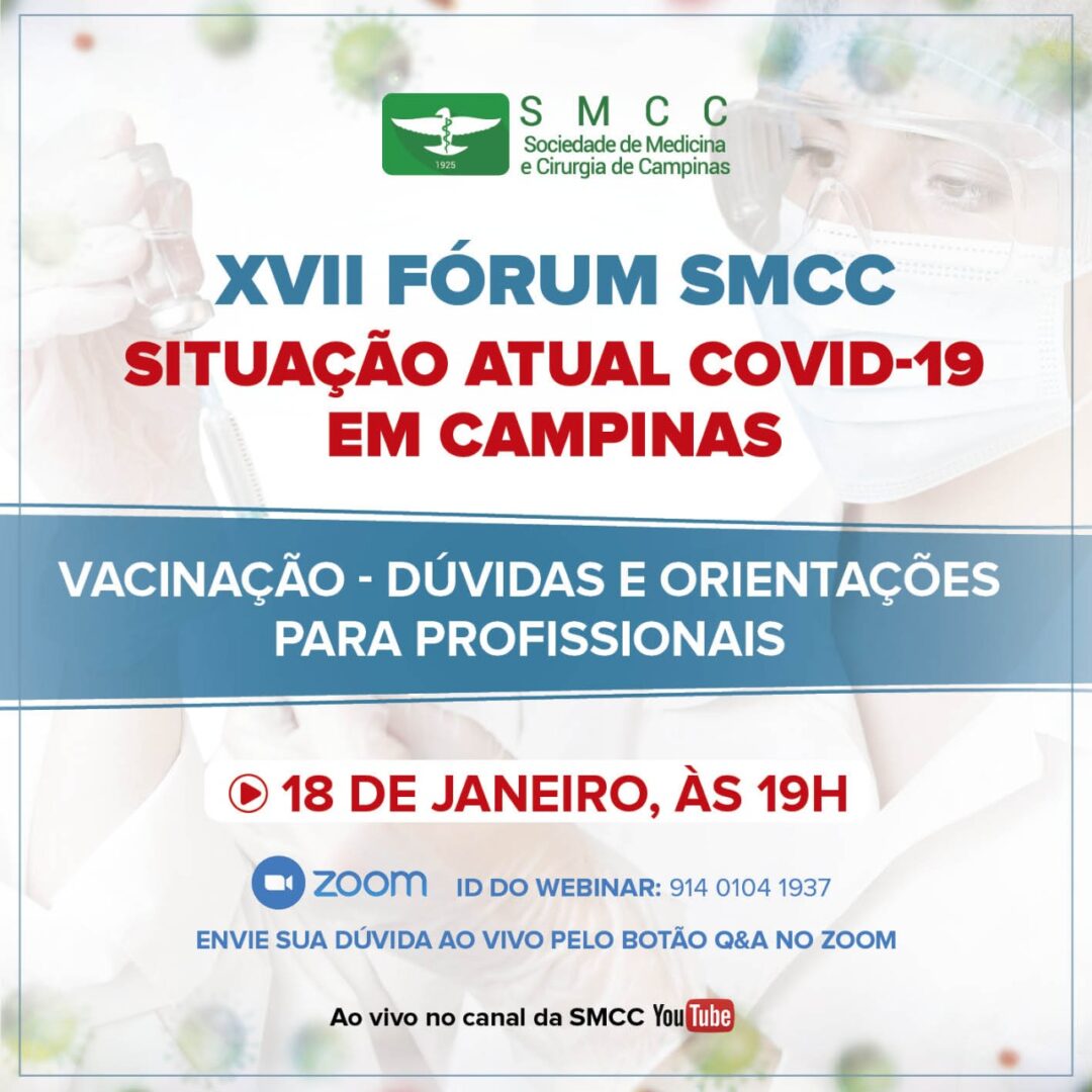 Novo Fórum Covid-19 da SMCC abordará dúvidas sobre vacinas e vacinação com orientações aos profissionais de saúde