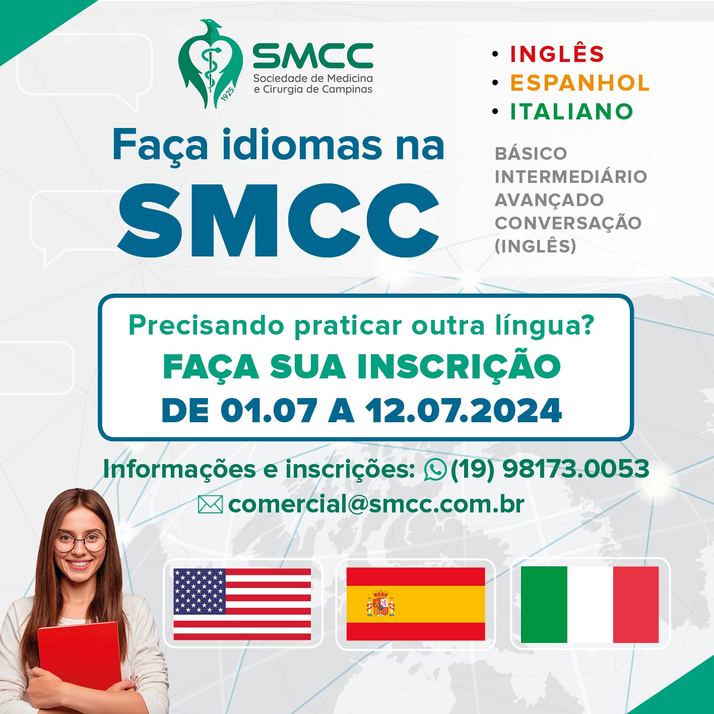 SMCC abre inscrições para Cursos de Idiomas no 2º semestre de 2024