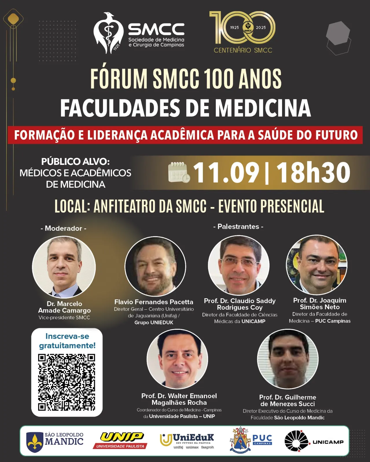 Fórum SMCC 100 Anos discute formação médica e liderança acadêmica